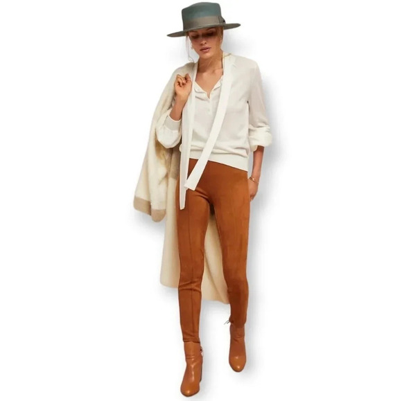 by Anthropologie Faux Suede Brown Legging Pants with Zipper Ankles 25 - Picture 15 of 15